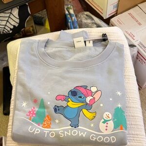 Disney Stitch Snow Good Sweatshirt - Light Blue Size Medium NWT